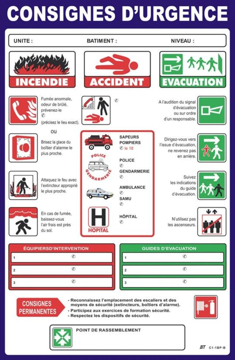 Plans d’évacuation et consignes de sécurité